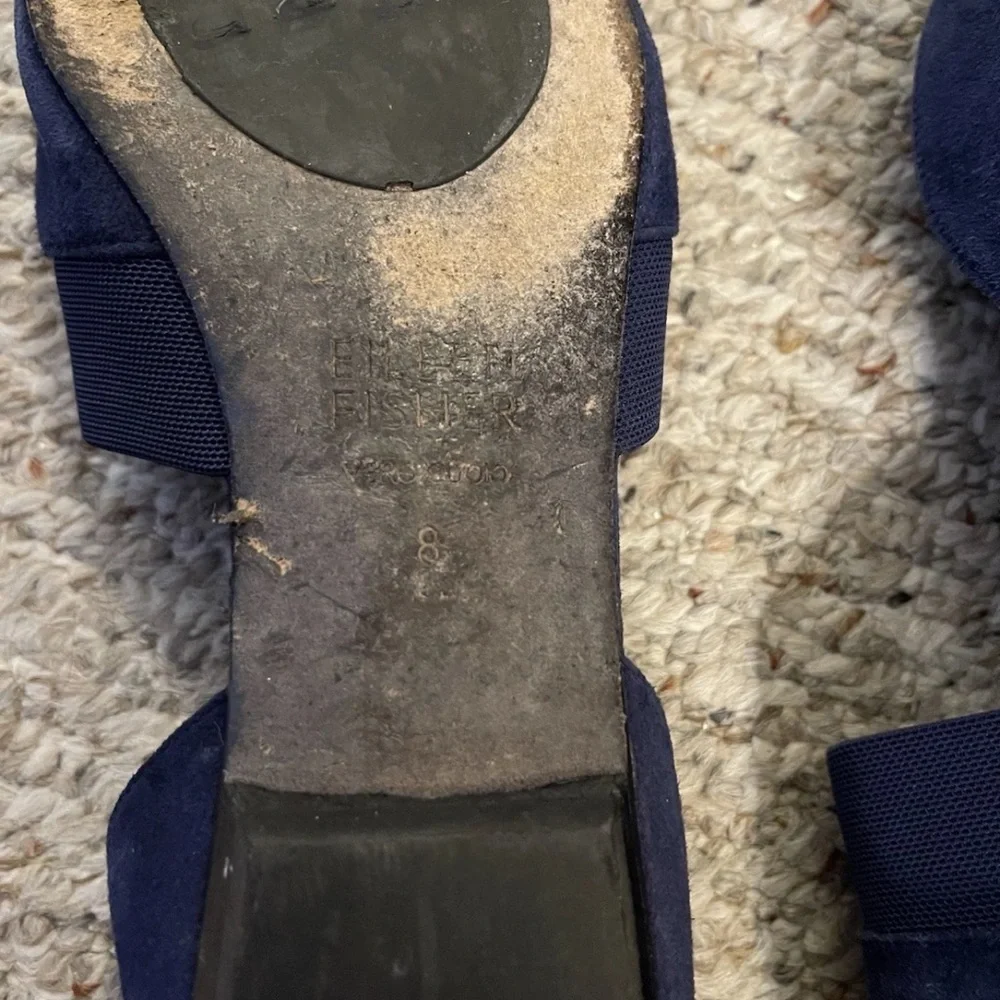 Eileen Fisher Ida Flats Loafers Shoes Womens Size 8 Blue Suede Side Cut Out - Picture 6 of 6